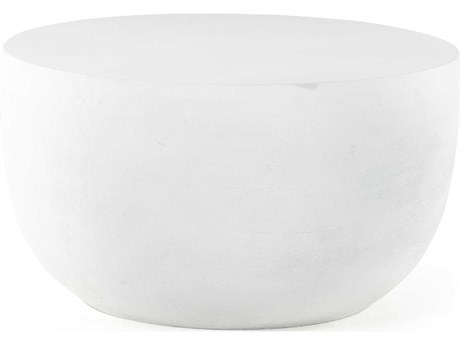 Four Hands Outdoor Marlow Matte White Cast Aluminum Round End Table