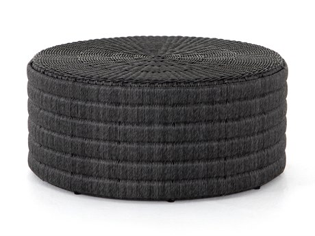 Four Hands Outdoor Grass Roots Vintage Coal Resin Round Coffee Table