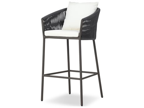 Four Hands Outdoor Solano Porto Bronze Aluminum Cushion Bar Stool in Arashi Salt