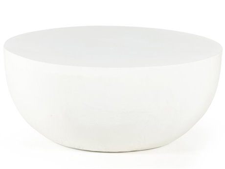 Four Hands Outdoor Marlow Matte White Cast Aluminum Round Coffee Table