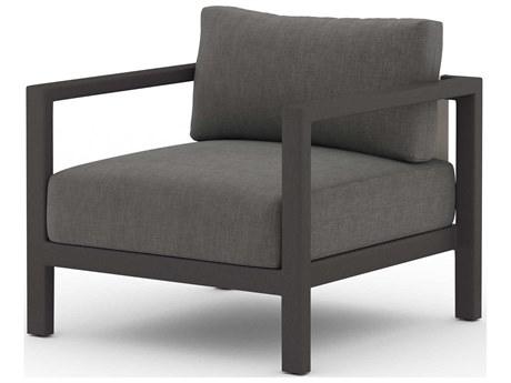 Four Hands Outdoor Solano Bronze Aluminum / Ivory Rope Lounge Chair with Charcoal Cushion
