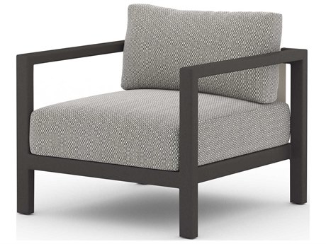 Four Hands Outdoor Solano Bronze Aluminum / Ivory Rope Lounge Chair with Faye Ash Cushion