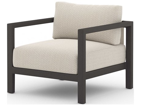Four Hands Outdoor Solano Bronze Aluminum / Ivory Rope Lounge Chair with Faye Sand Cushion