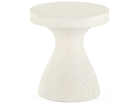 Four Hands Outdoor Constantine Textured White Concrete Round End Table