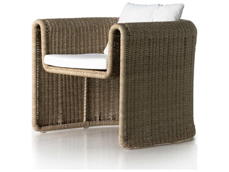 Four Hands Outdoor Grass Roots Vintage White Lounge Chair with Stinson White Cushion