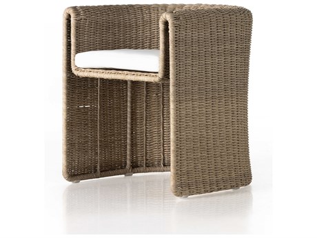 Four Hands Outdoor Grass Roots Vintage White Dining Chair with Stinson White Cushion
