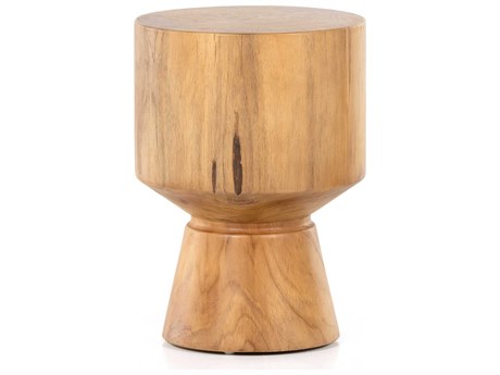 Four Hands Outdoor Grass Roots Natural Teak Round End Table