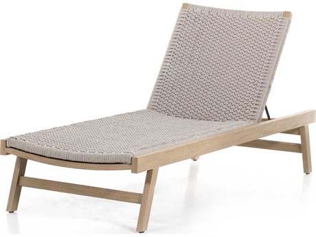 Four Hands Outdoor Solano Washed Brown Teak / Thick Grey Rope Chaise Lounge
