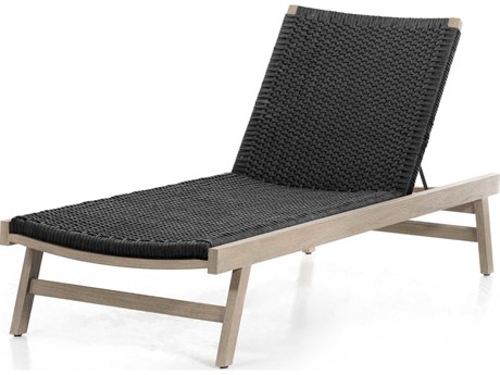 Four Hands Outdoor Solano Weathered Grey Teak / Thick Dark Grey Rope Chaise Lounge