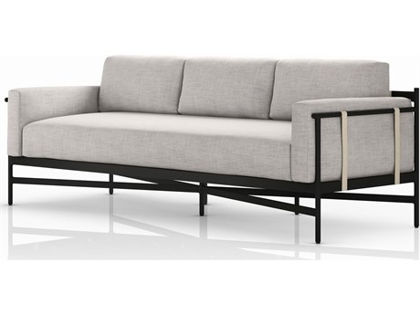 Four Hands Outdoor Solano Hearst Bronze Aluminum Cushion 99" Sofa in Venao Grey