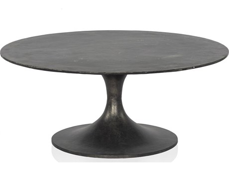 Four Hands Outdoor Marlow Raw Black Aluminum Round Coffee Table