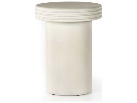 Four Hands Outdoor Thayer White Concrete Round End Table