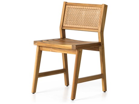 Four Hands Outdoor Duvall Natural Teak / Faux Rattan Dining Side Chair