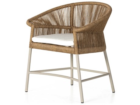 Four Hands Outdoor Solano Dove Taupe / Textured Sand Aluminum Dining Chair with Natural Ivory Cushion