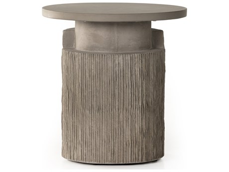 Four Hands Outdoor Constantine Huron Flint Concrete 20" Round End Table