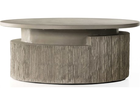 Four Hands Outdoor Constantine Flint Concrete / Textured Round Coffee Table