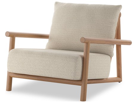 Four Hands Outdoor Garwood Natural Teak Lounge Chair with Faye Sand Cushion
