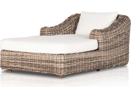Four Hands Outdoor Pembrook Venao Ivory / Natural Teak / Chunky Sand Woven / Soft Umber Chaise Lounge