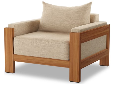 Four Hands Outdoor Duvall Natural Teak Lounge Chair with Casa Cream Cushion