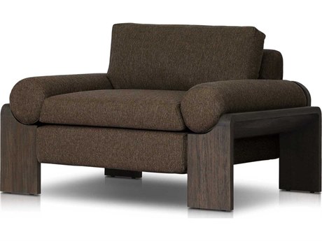 Four Hands Outdoor Pembrook Joette Ellor Brown Stained Saddle Polypropylene Cushion Lounge Chair
