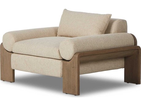 Four Hands Outdoor Pembrook Joette Ellor Beige Washed Brown Polypropylene Cushion Lounge Chair