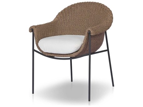 Four Hands Outdoor Grass Roots Suerte Arashi Salt Charcoal Iron Faux Dark Hyacinth Polypropylene Cushion Dining Chair