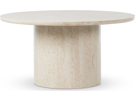 Four Hands Outdoor Rockwell Oakland Cream Marble 60" Round Dining Table