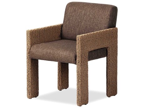 Four Hands Outdoor Garwood Amur Ellor Brown Faux Dark Hyacinth Polypropylene Cushion Dining Chair