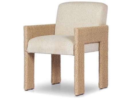 Four Hands Outdoor Garwood Amur Ellor Beige Faux Hyacinth Polypropylene Cushion Dining Chair
