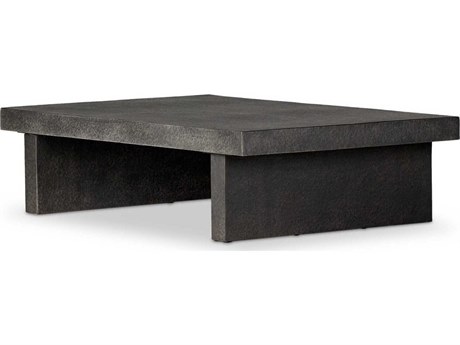 Four Hands Outdoor Chandler Huesca Distressed Graphite Concrete Rectangular Coffee Table