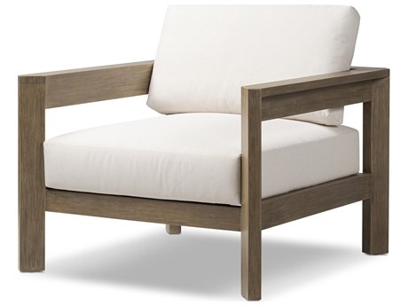 Four Hands Outdoor Halsted Milford Natural Wood Cushion Lounge Chair in Lakin Oat