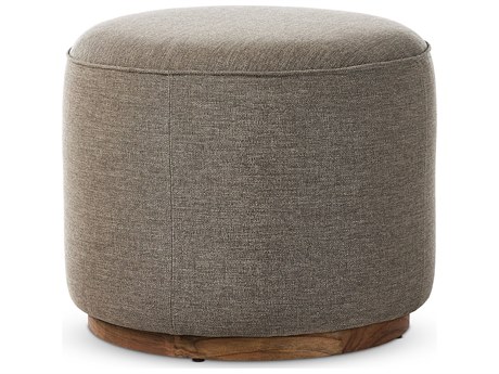 Four Hands Outdoor Garwood Sinclair Teak Cushion Ottoman in Alessi Fawn