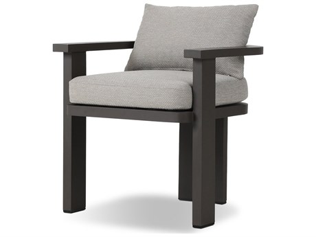 Four Hands Outdoor Solano Tahana Bronze Aluminum Cushion Dining Arm Chair in Casa Grey