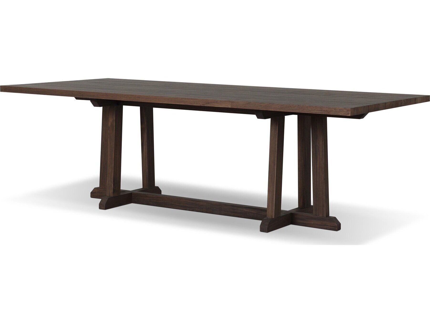 Indie Rustic Lodge Brown Teak Rectangular Outdoor Dining Table - 96"