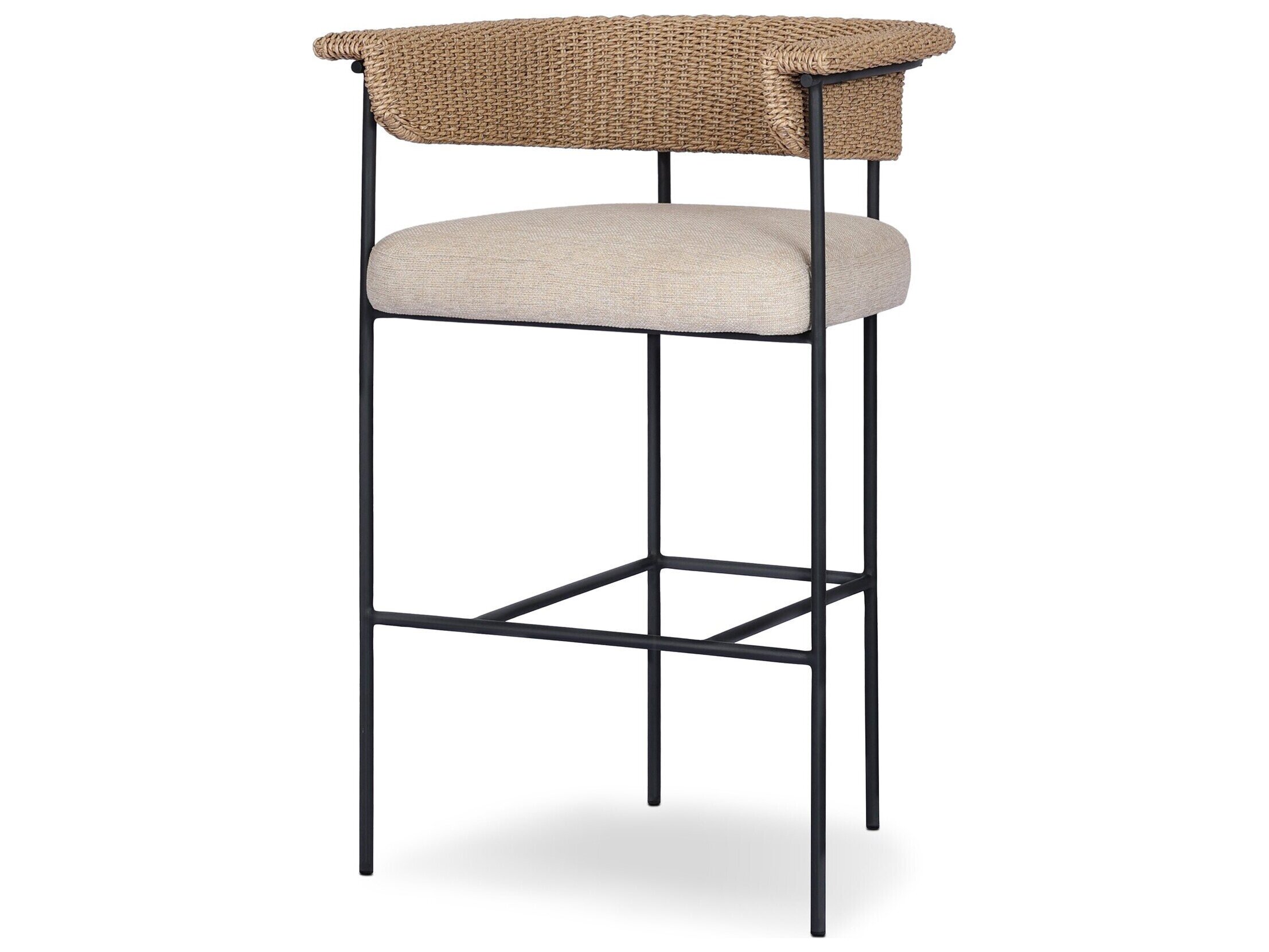 Four Hands Outdoor Carrie Stool Faux Hyacinth Bar