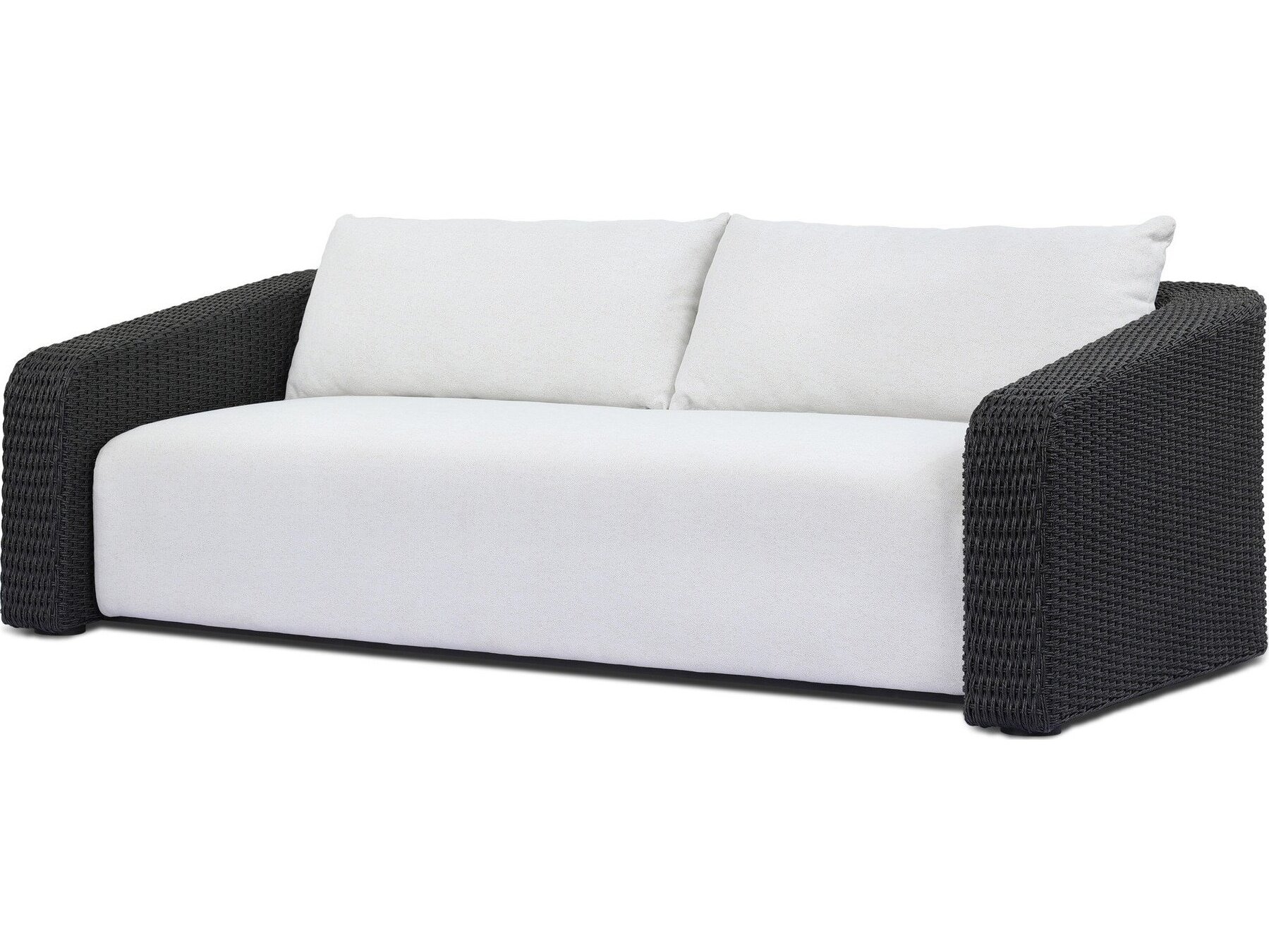 Westby Coastal Beach Black Woven Outdoor Sofa - 88"