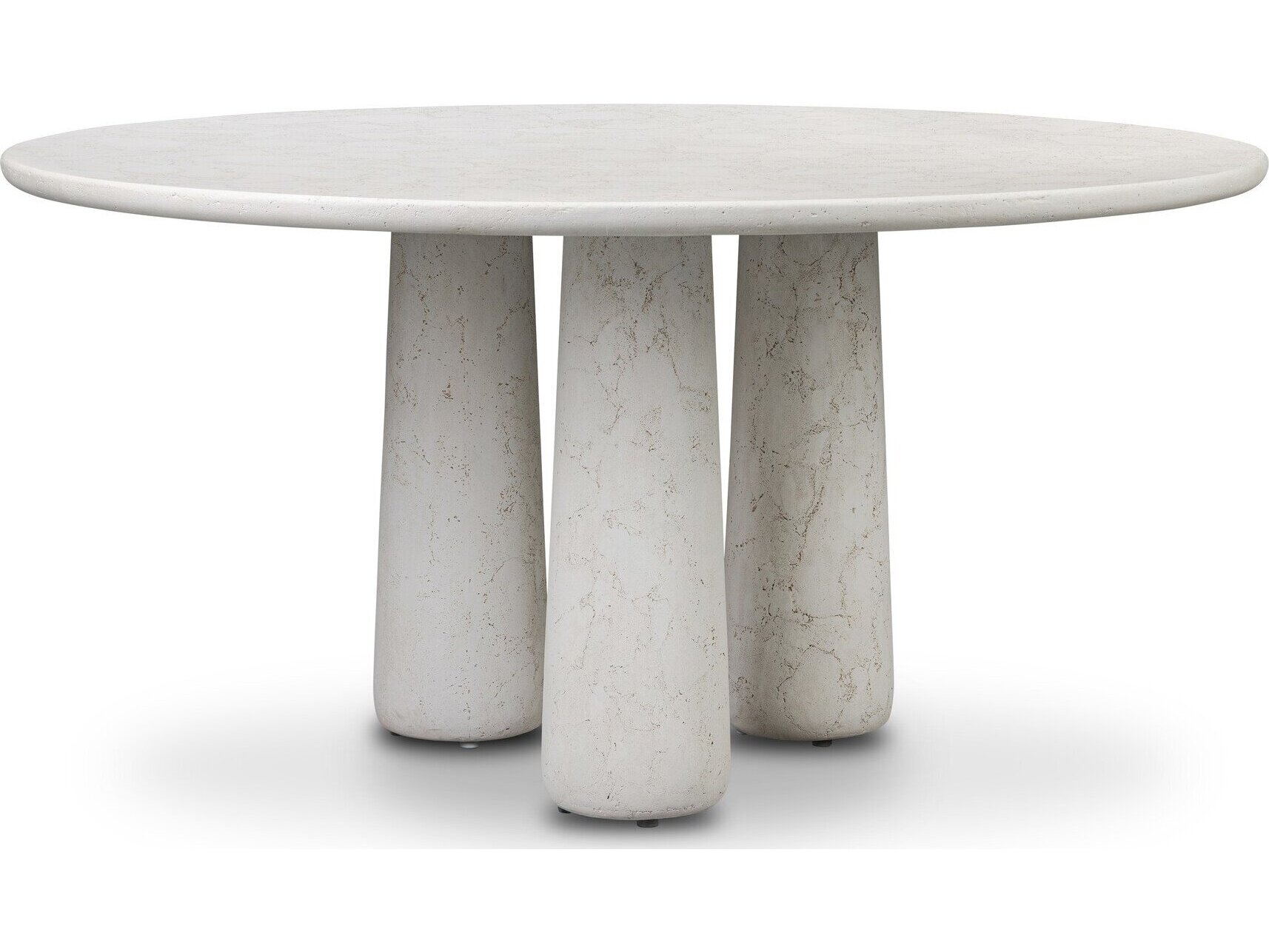 Aurore Modern Classic Aged White Concrete Round Outdoor Dining Table - 60"