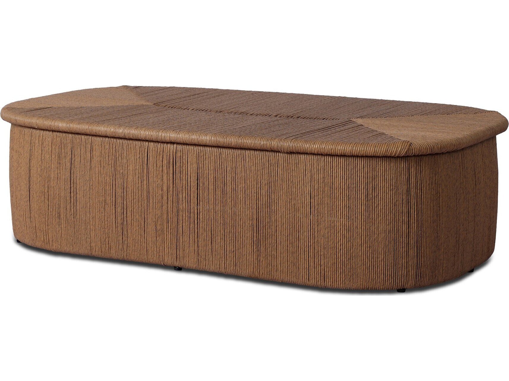 Taum Coastal Beach Brown Woven Oval Outdoor Coffee Table