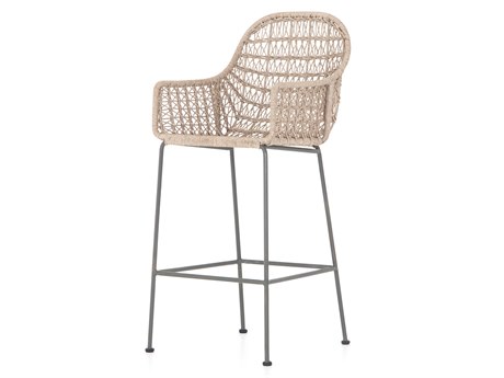 Four Hands Outdoor Grass Roots Grey Bronze / Vintage White Resin Wrought Iron Bar Stool