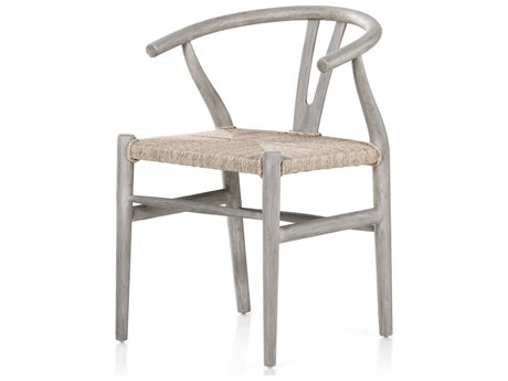 Four Hands Outdoor Grass Roots Vintage White Wood Wicker Dining Chair