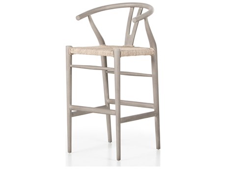 Four Hands Outdoor Grass Roots Vintage White Vintage White Teak Bar Stool