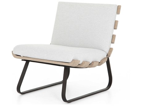 Four Hands Outdoor Solano Bronze / Stone Grey Washed Brown Aluminum Teak Cushion Lounge Chair