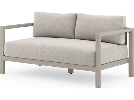 Four Hands Outdoor Solano Sonoma Weathered Grey Teak Cushion 60" Sofa in Stone Grey