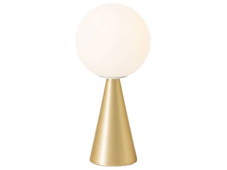 Fontana Arte Bilia LED Brass Diffuser In Frosted White Blown Glass Table Lamp