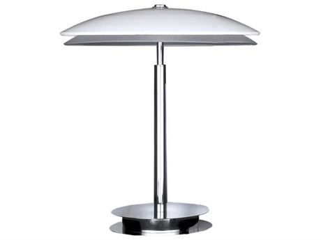 Fontana Arte Bis-Tris Chrome White Glass Table Lamp