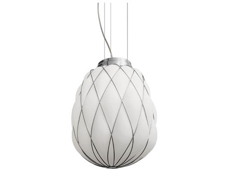 Fontana Arte Pinecone 1-Light Chrome White Glass Mini Pendant
