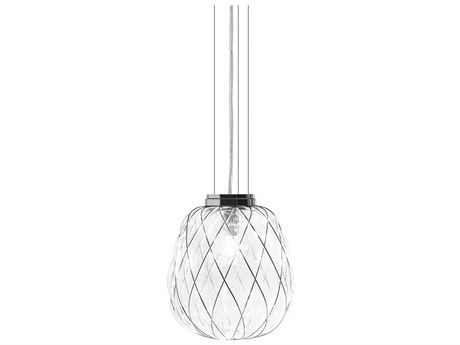 Fontana Arte Pinecone 1-Light Transparent Chrome Glass Mini Pendant