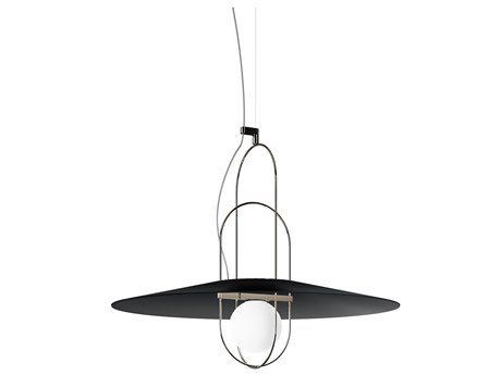 Fontana Arte Setareh Glossy Black Glass LED Globe Pendant