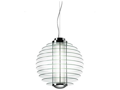 Fontana Arte 2-Light Transparent Chrome Glass Globe Pendant