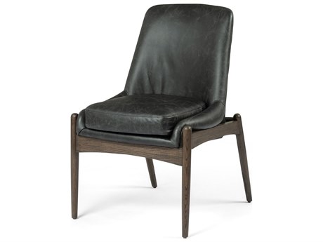 Four Hands Ashford Braden Durango Smoke Leather Oak Wood Dining Chair